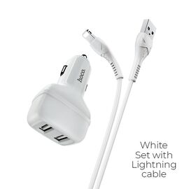  АЗУ HOCO Z36 Leader 2USB +Lightning 2.4A, white 