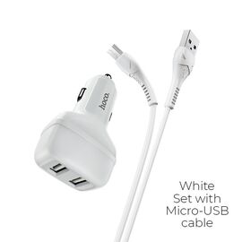  АЗУ HOCO Z36 Leader 2USB + Micro 2.4A (белый) (акция) 