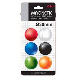  Магнит для досок Deli E7825 ассорти d30мм круглый (6шт) 