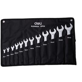  Набор ключей рожковых Deli DL160012 двусторонних 12 шт 6x7, 8x9, 10x11, 12x13, 14x15, 16x17, 18x19, 20x22, 21x23, 24x27, 25x28, 30x32 