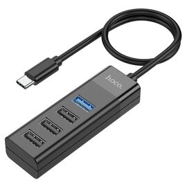  Переходник HOCO HB25 Easy Mix, Type-C - 1*USB3.0 + 3*USB2.0, черный 