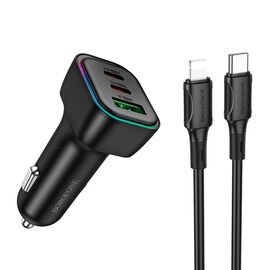  АЗУ BOROFONE BZ28C Trophie PD60W(2C1A) car charger set(C to iP) (черный) 