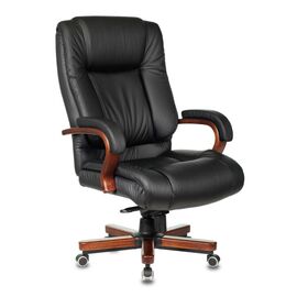  Кресло руководителя Бюрократ T-9925WALNUT/Black черный кожа крестовина дерево 