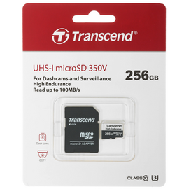  Карта памяти Transcend 256GB microSD TS256GUSD350V w/ adapter U1, High Endurance R95/W45 MB/s 
