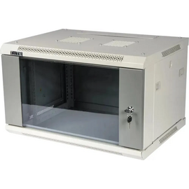  Шкаф коммутационный Lanmaster (TWT-CBWPG-12U-6X6-GY) настенный 12U 600x600мм пер.дв.стекл 60кг серый 