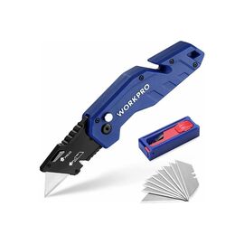  Нож Workpro WP211008 складной/быстросменный/нейлоновая рукоятка/трапец. лезвия 10 шт 