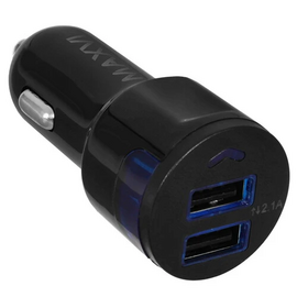  АЗУ Maxvi CCM-212 Plus T black 2.1A, 2xUSB, Type-C подсветка синяя 