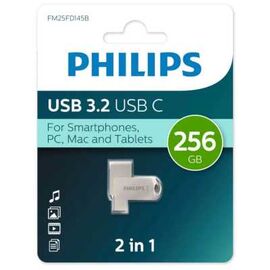  USB-флешка PHILIPS FM25FD145B/97 256Gb OTG, USB 3.2/Type-C, Металл, 100MB/s 
