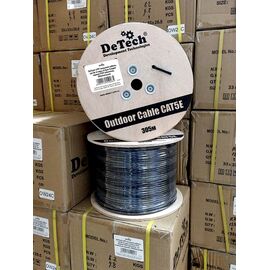  DeTech UTP внешний кабель кат.5е 4 пары 0.5мм Copper черная ПЭТ-оболочка, 305м/катушка 