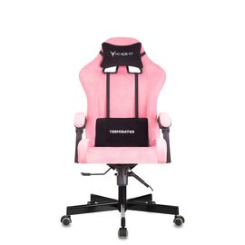  Кресло игровое Knight Terminator розовый Velvet 36 крестов. металл 