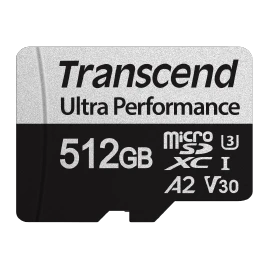  Карта памяти Transcend 340S SDmicro, 512 Гб, (TS512GUSD340S) UHS-I Class U3 V30 A2, с адаптером 