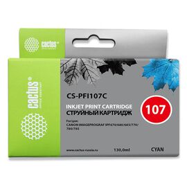  Картридж струйный Cactus CS-PFI107C синий (130мл) для Canon IP iPF670/iPF680/iPF685/iPF770/iPF780/iPF785/ 