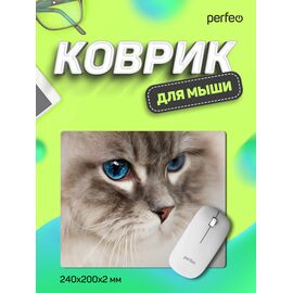  Коврик для компьютерной мыши Perfeo "Cat", Рис.13 (240*200*2 мм), ткань+резиновое основание, (Арт. PF_D0654) 