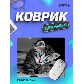  Коврик для компьютерной мыши Perfeo "Cat", Рис.14 (240*200*2 мм), ткань+резиновое основание, (Арт. PF_D0655) 