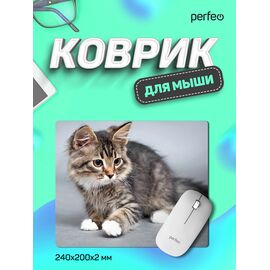  Коврик для компьютерной мыши Perfeo "Cat", Рис.20 (240*200*2 мм), ткань+резиновое основание, (Арт. PF_D0661) 
