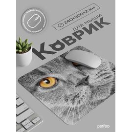  Коврик для компьютерной мыши Perfeo "Cat", Рис.42 (240*200*2 мм), ткань+резиновое основание, (Арт. PF_E1758) 