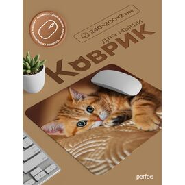  Коврик для компьютерной мыши Perfeo "Cat", Рис.44 (240*200*2 мм), ткань+резиновое основание, (Арт. PF_E1760) 