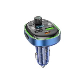  FM-трансмиттер Borofone BC47 Might, Bluetooth, QC, AFC, FCP синий, тёмный 