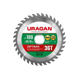  Диск пильный URAGAN Optima 36801-190-20-36_z01 по дереву 190х20/16мм 36Т 