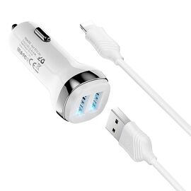  АЗУ HOCO Z40 Superior, 2xUSB с кабелем USB - Lightning, 2.4A, белый 