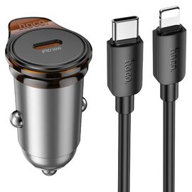  АЗУ HOCO NZ16 Rigorous single port PD30W car charger set C To IP Metal grey 