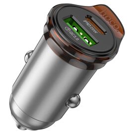  АЗУ HOCO NZ16A Rigorous 43W dual port PD25W+QC3.0 car charger Metal grey 