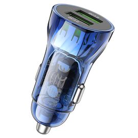  АЗУ HOCO Z47 Transparent discovery edition 2USB 18Вт, QC3.0, кабель микро USB синий 