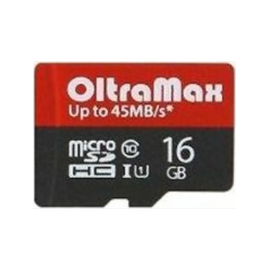  Карта памяти OltraMax Elite OM016GCSDHC10UHS-1-ElU1 16Gb microSDHC Class10, UHS-I 45Mb/s, с адаптером 
