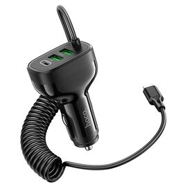  АЗУ HOCO NZ11A Guide 2 USB, 1Type-C кабель 8 pin чёрный 