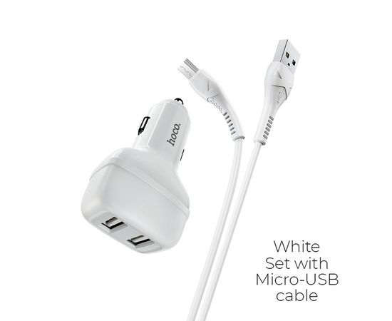  АЗУ HOCO Z36 Leader 2USB + Micro 2.4A (белый) (акция) 