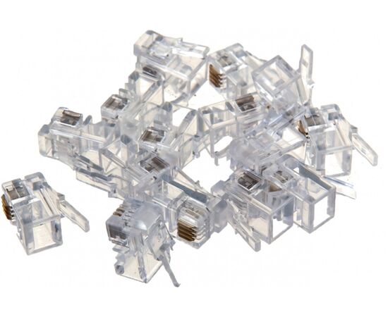  Коннектор LANMASTER (TWT-PL11-4P4C/100) телефонный RJ11, 4P4C, 100 шт. 