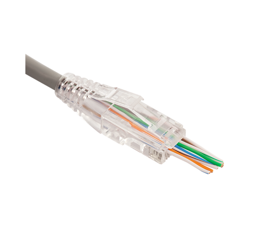  Коннектор LANMASTER (LAN-EZ45-8P8C/U6-100) RJ45 тип EZ, 8P8C, UTP, Cat.6, универсальный, покрытие 50 микрон,100 шт. 