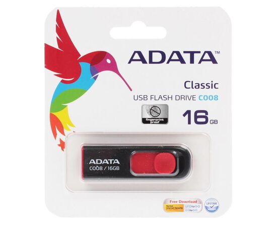  USB-флешка 16GB USB 2.0 A-DATA Black/Red AC008-16G-RKD 