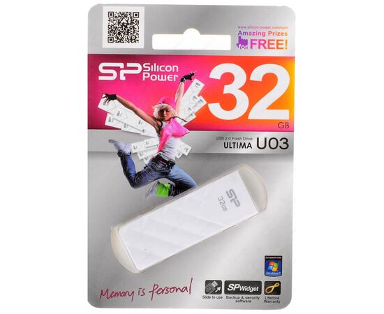  Flash Drive 32G USB 2.0 SiliconPower Ultima U03 White NEW (SP032GBUF2U03V1W) 