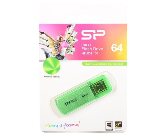  USB-флешка Silicon Power 64Gb Helios 101 SP064GBUF2101V1N USB2.0 зеленый 