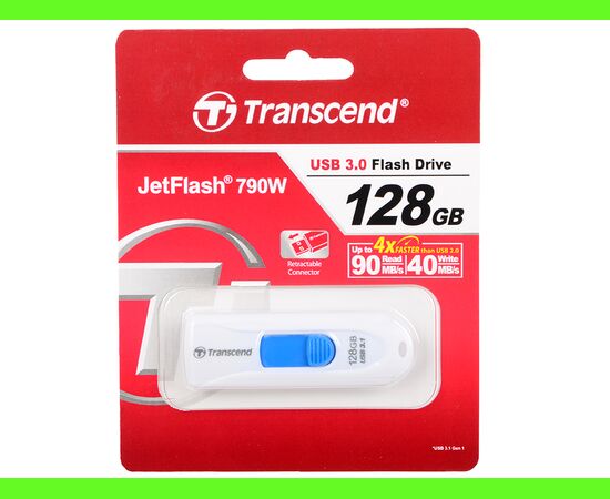  Flash Drive 128GB USB 3.1 gen.1 Transcend JetFlash 790, белый TS128GJF790W 