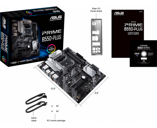  MB sAM4 ASUS PRIME B550-PLUS 90MB14U0-M0EAY0 ATX 4xDDR4 2хPCIEx16 3хPCIEx1 2xM.2 USB-C DP HDMI GLAN RTL(10) 