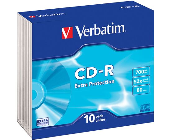  Диск CD-R Verbatim 700Mb 52x DataLife Slim (10 шт.) 43415 