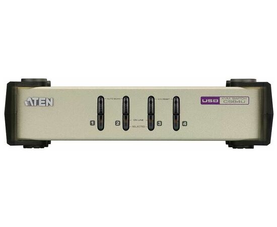  KVM-переключатель Aten CS84U-AT 4-портовый 1 user HDB15(SVGA Female)+KBD(PS/2)+Mouse(PS/2) KVM-порты SPHD18(Female) 