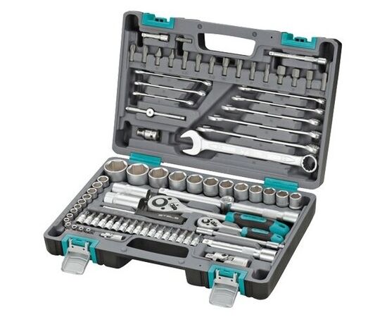  Набор инструмента STELS 14105 82 предм. пластиковый кейс 1/2", 1/4", CrV 