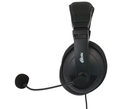  Гарнитура Ritmix RH-524M Black мониторный тип O40 мм, микрофон, регулятор громкости, кабель: 2,4 м 
