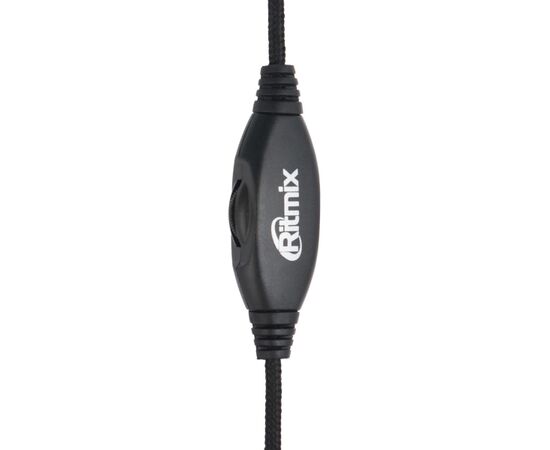  Гарнитура Ritmix RH-524M Black мониторный тип O40 мм, микрофон, регулятор громкости, кабель: 2,4 м 