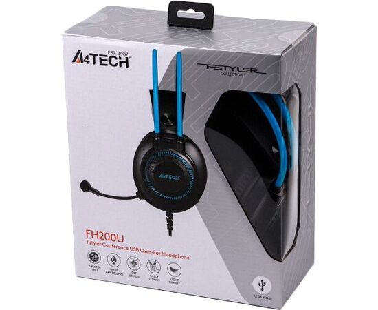  Наушники полноразмерные проводные, с микрофоном A4TECH Fstyler FH200U (серый/синий) 