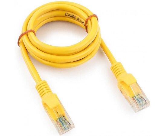  Патч-корд UTP5e, 1 м, литой, многожильный, биметалл CCA, 26AWG, PVC, жёлтый CABLEXPERT PP12-1M/Y 