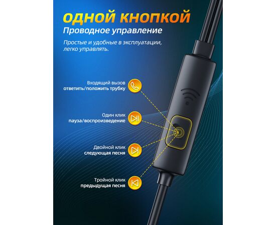  Наушники BOROFONE BM61 Wanderer universal earphones with mic (чёрный) 