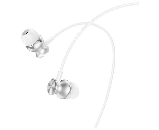  Наушники HOCO M106 Fountain metal universal earphones with microphone silver (акция) 