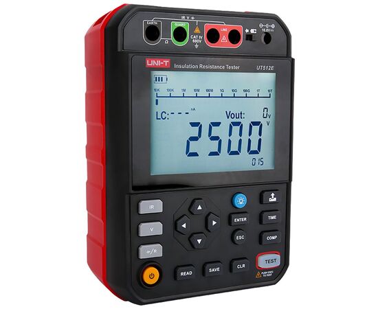  Измеритель сопротивления изоляции UNI-T UT512E напряжение до 2,5 кВ, сопротивление до 2,5 ТОм, память на 999 значений, CAT IV 600 В 
