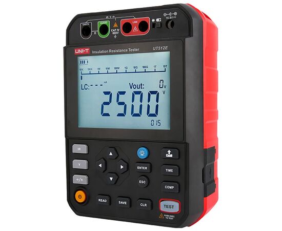  Измеритель сопротивления изоляции UNI-T UT512E напряжение до 2,5 кВ, сопротивление до 2,5 ТОм, память на 999 значений, CAT IV 600 В 