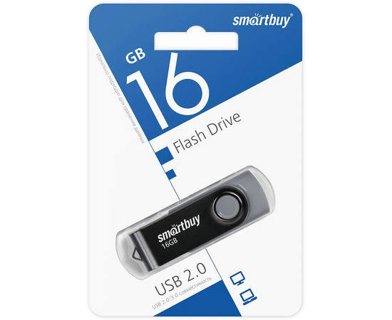  USB-флешка SMARTBUY Twist Black (SB016GB2TWK) UFD 2.0 016GB черный 