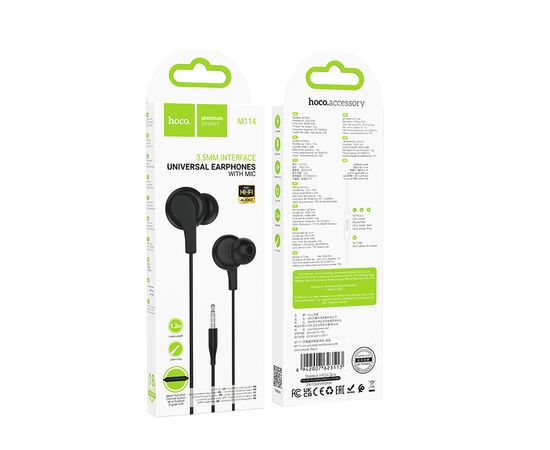  Наушники HOCO M114 Jia universal earphones with microphone (черный) 